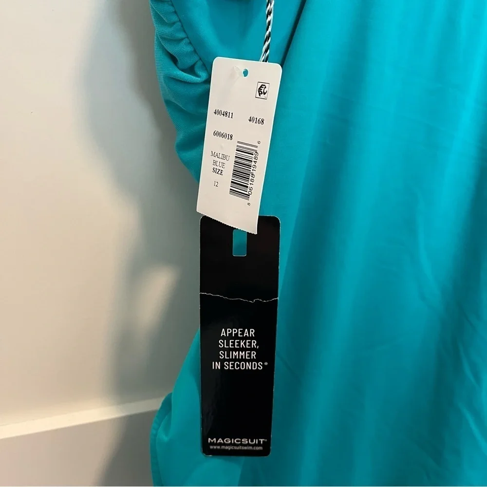 NWT Magicsuit Size 12 Blue Malibu Teal One Piece Swimsuit V-neck Underwire